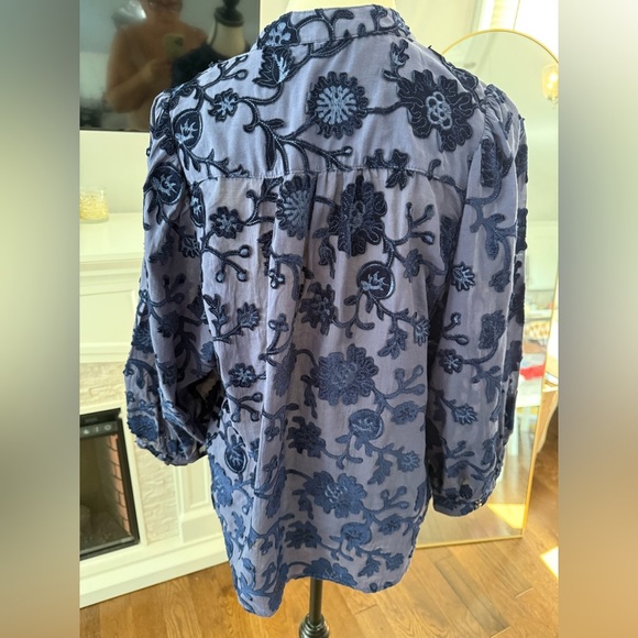 Pilcro Blue Floral Embroidered Blouse - Picture 6 of 7